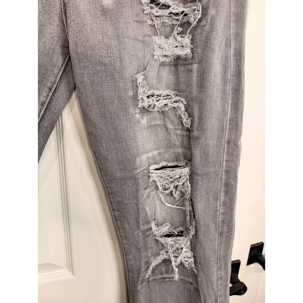 #B27 GSTR Distressed Denim Jeans Sz.‎ 46 Grey Ripped Straight Leg Stretch Pants